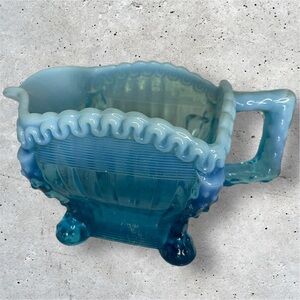 - Northwood Blue Opalescent Glass Antique Alaskan Lions Leg Vintage Creame…